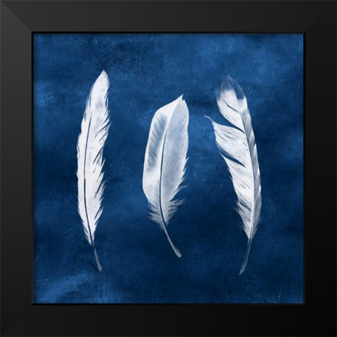 Cyanotype Feathers II Black Modern Wood Framed Art Print by Popp, Grace