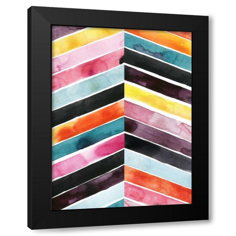 Vivid Watercolor Chevron I Black Modern Wood Framed Art Print by Popp, Grace