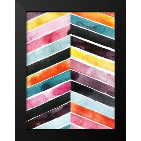 Vivid Watercolor Chevron I Black Modern Wood Framed Art Print by Popp, Grace