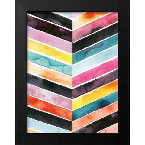 Vivid Watercolor Chevron II Black Modern Wood Framed Art Print by Popp, Grace
