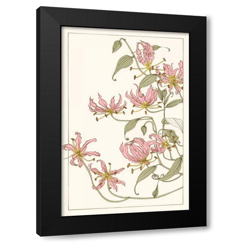 Botanical Gloriosa Lily I Black Modern Wood Framed Art Print with Double Matting by Wang, Melissa