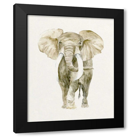 Baby Elephant I Black Modern Wood Framed Art Print with Double Matting by Wang, Melissa