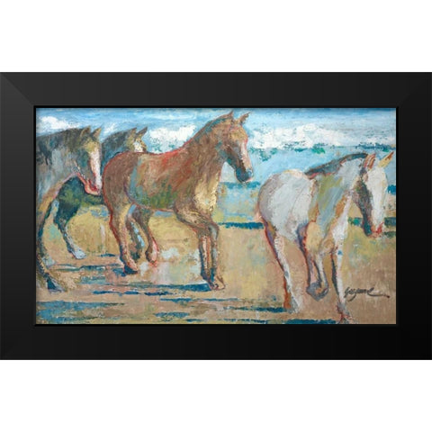 Caballos en la Playa Black Modern Wood Framed Art Print by Wilkins, Suzanne