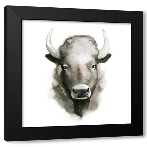 Watercolor Buffalo Black Modern Wood Framed Art Print with Double Matting by Popp, Grace