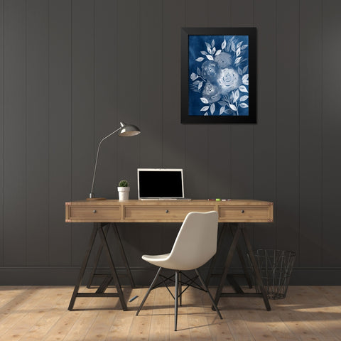 Cyanotype Roses II Black Modern Wood Framed Art Print by Popp, Grace