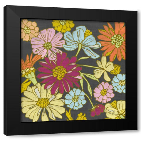 Summer Floral on Grey I Black Modern Wood Framed Art Print with Double Matting by Zarris, Chariklia