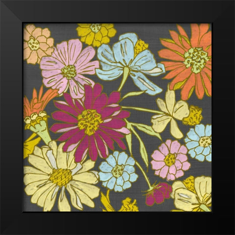 Summer Floral on Grey I Black Modern Wood Framed Art Print by Zarris, Chariklia