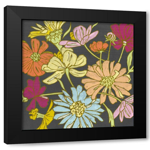 Summer Floral on Grey II Black Modern Wood Framed Art Print with Double Matting by Zarris, Chariklia