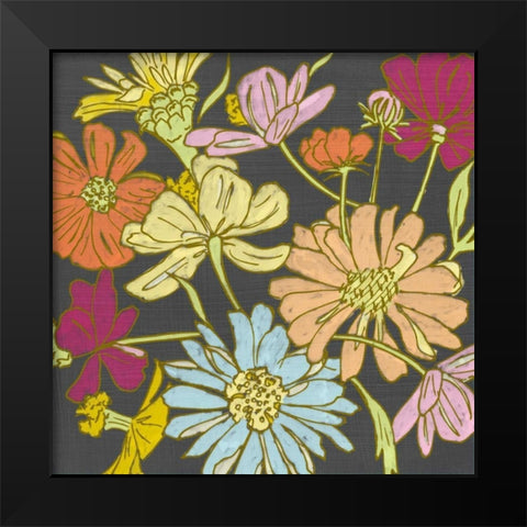 Summer Floral on Grey II Black Modern Wood Framed Art Print by Zarris, Chariklia