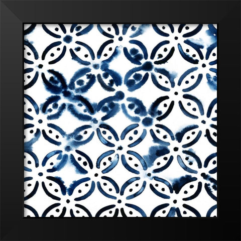 Cobalt Watercolor Tiles I Black Modern Wood Framed Art Print by Popp, Grace