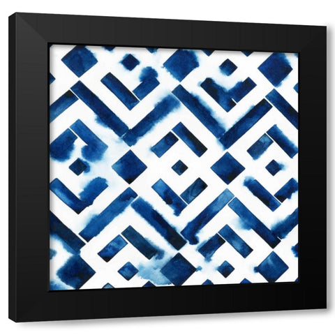 Cobalt Watercolor Tiles II Black Modern Wood Framed Art Print with Double Matting by Popp, Grace