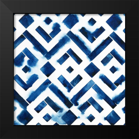 Cobalt Watercolor Tiles II Black Modern Wood Framed Art Print by Popp, Grace