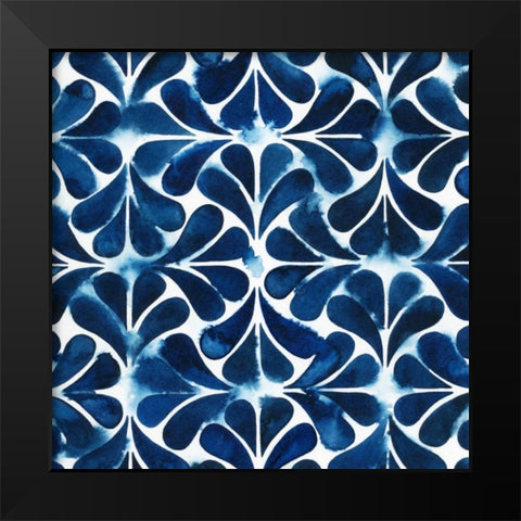 Cobalt Watercolor Tiles III Black Modern Wood Framed Art Print by Popp, Grace