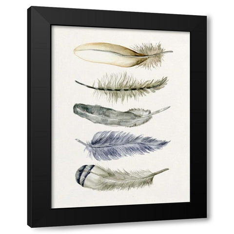 Tribal Feather II Black Modern Wood Framed Art Print with Double Matting by Wang, Melissa
