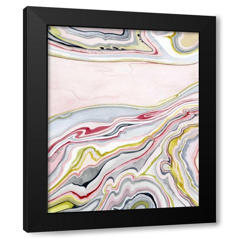 Watercolor Marbling I Black Modern Wood Framed Art Print with Double Matting by Popp, Grace