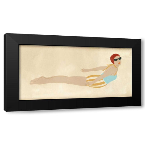 Vintage Diver I Black Modern Wood Framed Art Print by Vess, June Erica