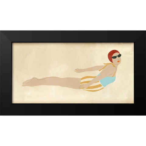 Vintage Diver I Black Modern Wood Framed Art Print by Vess, June Erica