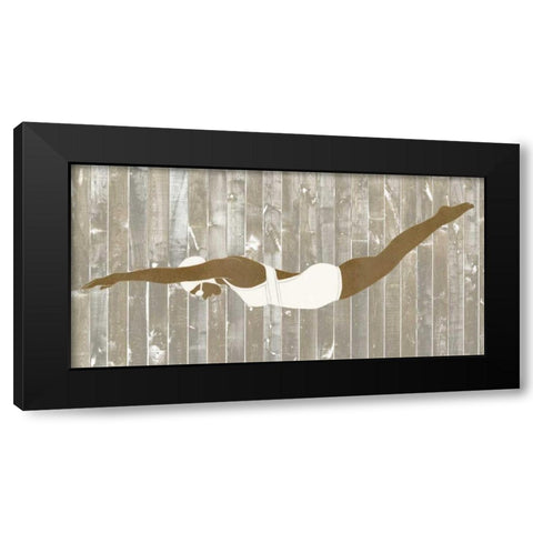 Vintage Diver IV Black Modern Wood Framed Art Print with Double Matting by Vess, June Erica