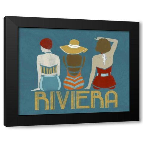 Vintage Bathing Beauties I Black Modern Wood Framed Art Print by Vess, June Erica