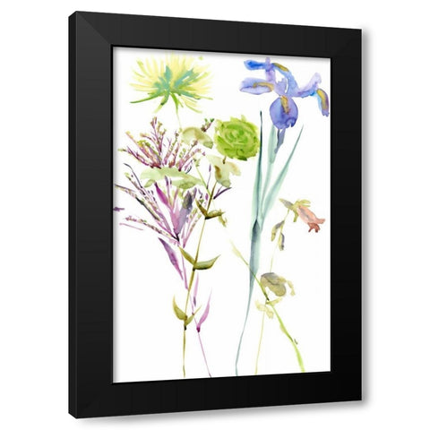 Watercolor Floral Study II Black Modern Wood Framed Art Print by Wang, Melissa