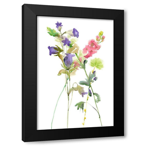 Watercolor Floral Study IV Black Modern Wood Framed Art Print with Double Matting by Wang, Melissa