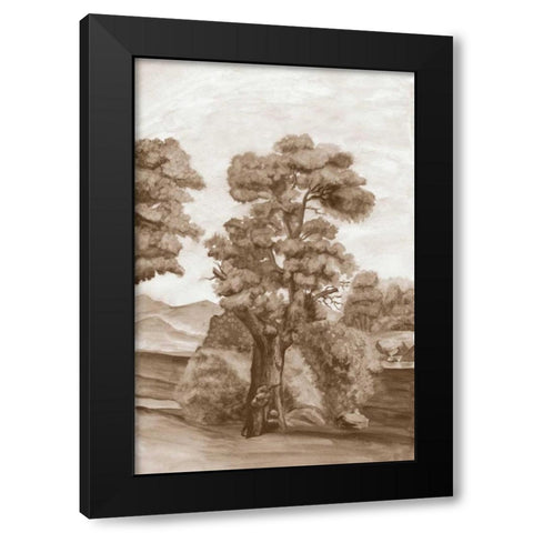 Sepia French Wall Paper II Black Modern Wood Framed Art Print with Double Matting by McCavitt, Naomi