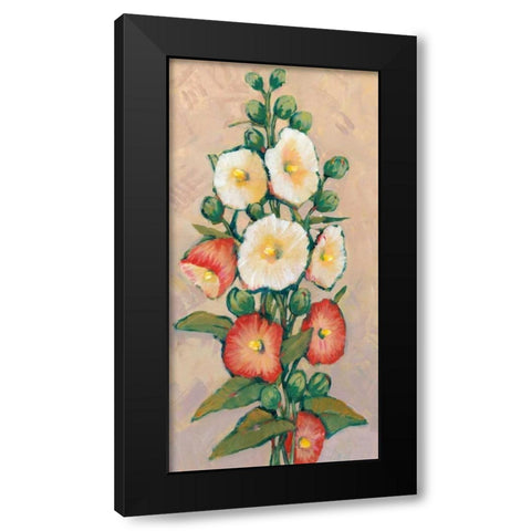 Red Hollyhocks I Black Modern Wood Framed Art Print with Double Matting by OToole, Tim