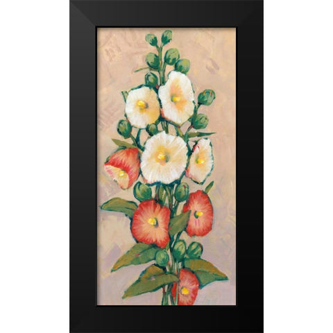 Red Hollyhocks I Black Modern Wood Framed Art Print by OToole, Tim