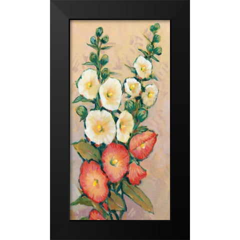 Red Hollyhocks II Black Modern Wood Framed Art Print by OToole, Tim