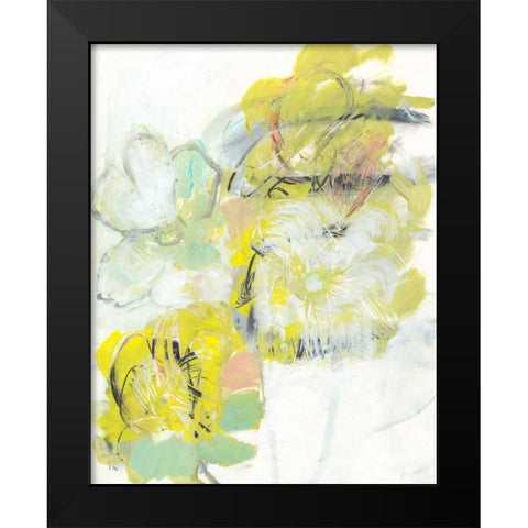 Yellow Floral Abstract I Black Modern Wood Framed Art Print by Fuchs, Jodi