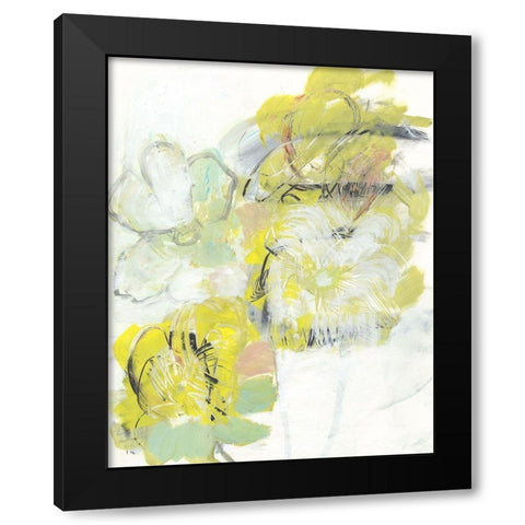 Yellow Floral Abstract I Black Modern Wood Framed Art Print by Fuchs, Jodi