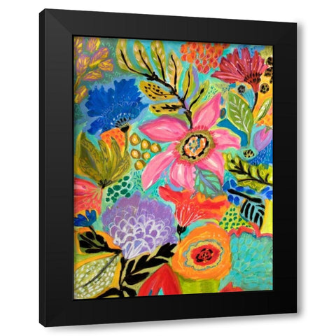 Secret Garden Floral II Black Modern Wood Framed Art Print with Double Matting by Fields, Karen
