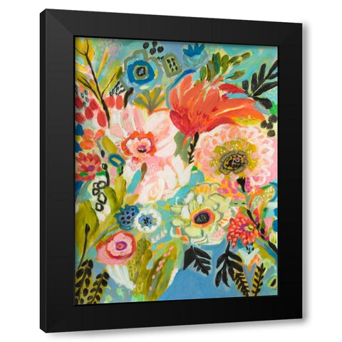 Secret Garden Floral III Black Modern Wood Framed Art Print by Fields, Karen