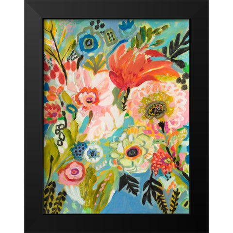 Secret Garden Floral III Black Modern Wood Framed Art Print by Fields, Karen