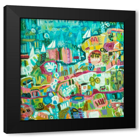Abstract Marina III Black Modern Wood Framed Art Print by Fields, Karen