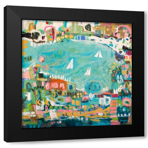 Abstract Marina IV Black Modern Wood Framed Art Print with Double Matting by Fields, Karen