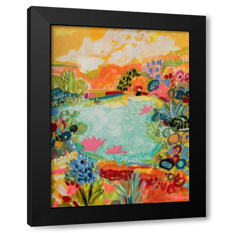 Whimsical Pond I Black Modern Wood Framed Art Print by Fields, Karen
