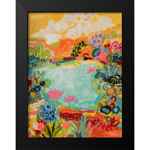 Whimsical Pond I Black Modern Wood Framed Art Print by Fields, Karen