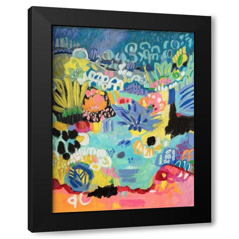 Whimsical Pond III Black Modern Wood Framed Art Print by Fields, Karen