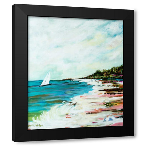 Beach Surf I Black Modern Wood Framed Art Print by Fields, Karen