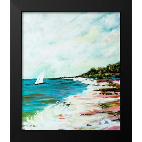 Beach Surf I Black Modern Wood Framed Art Print by Fields, Karen