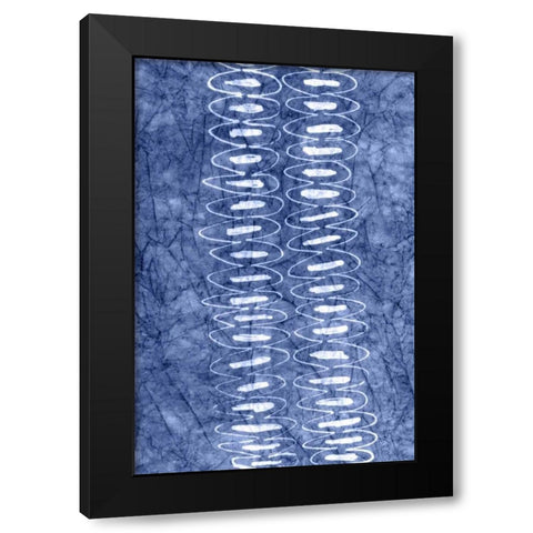 Indigo Primitive Patterns II Black Modern Wood Framed Art Print with Double Matting by Stramel, Renee W.