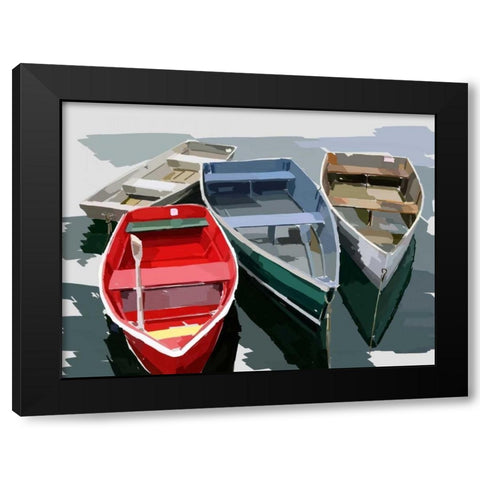 Bold Boats I Black Modern Wood Framed Art Print by Kalina, Emily