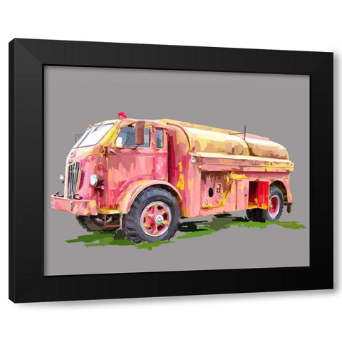 Painterly Firetruck Black Modern Wood Framed Art Print by Kalina, Emily
