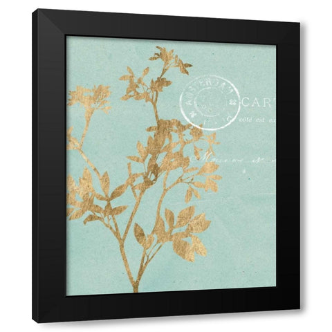 Golden Leaves I Black Modern Wood Framed Art Print by Goldberger, Jennifer