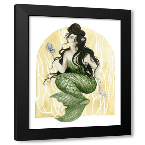 Deco Mermaid I Black Modern Wood Framed Art Print with Double Matting by Popp, Grace