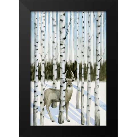 Deer in Snowfall I Black Modern Wood Framed Art Print by Popp, Grace