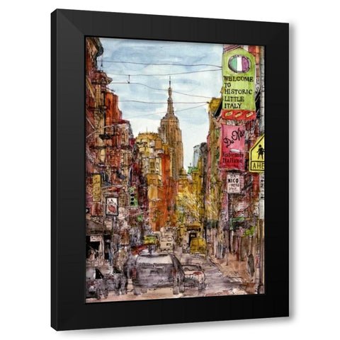 City Scene II Black Modern Wood Framed Art Print with Double Matting by Wang, Melissa