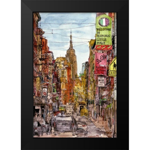 City Scene II Black Modern Wood Framed Art Print by Wang, Melissa