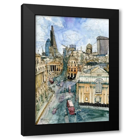 City Scene III Black Modern Wood Framed Art Print with Double Matting by Wang, Melissa